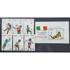 CUBA 1990 FUTBOL SERIE COMPLETA DE ESTAMPILLAS NUEVAS MINT + BLOQUE